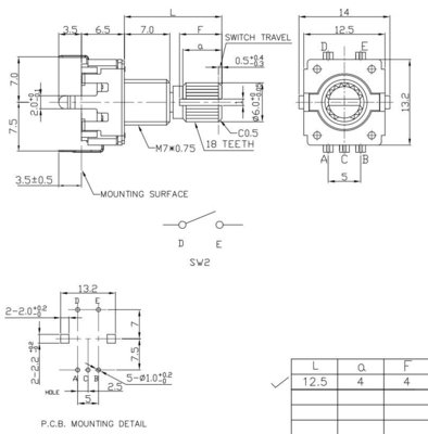12mm de Roterende Codeur van de Metaalschacht met de Audio van de Schroefdraadspreker