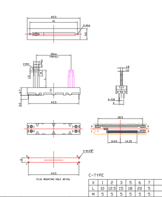 Van de FabrikantenOf van China de Diapotentiometer met Schakelaar 30mm de Potentiometer100k Potentiometer van het Reis Lineaire 5k 10k Ohm