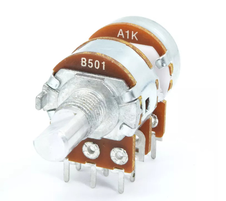 Dubbele Potentiometer 6 Speld 16mm van 250v A10k