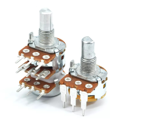 Dubbele Potentiometer 6 Speld 16mm van 250v A10k